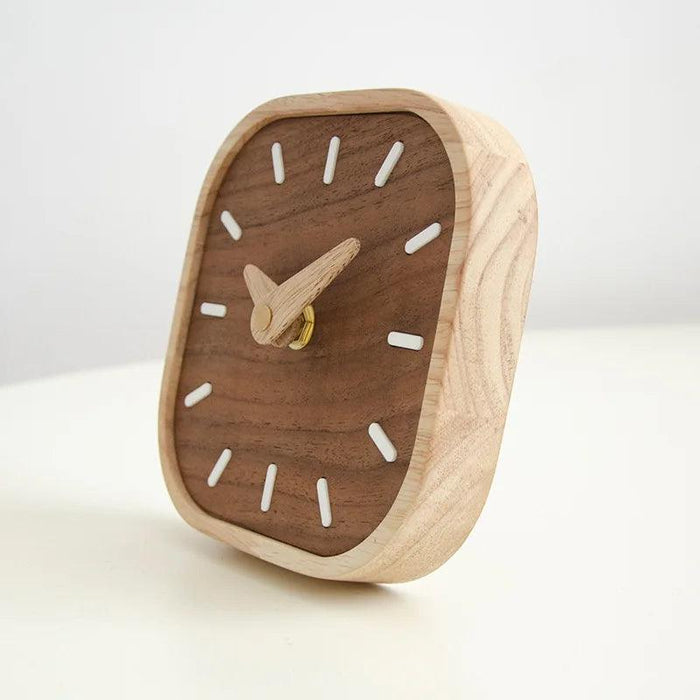 Elegant Black Walnut Table Clock - Modern Scandinavian Design