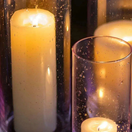 Elegant Pink Raindrop Glass Cylinder Vase Collection - 12 Piece Set