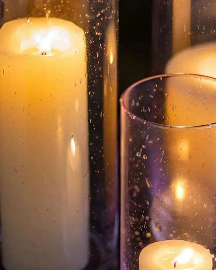 Elegant Pink Raindrop Glass Cylinder Vase Collection - 12 Piece Set