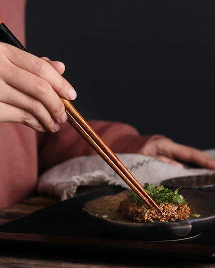 Stylish Wooden Utensil Collection: Premium Long Handle Soup Spoon & Elegant Chopsticks for Authentic Asian Dining