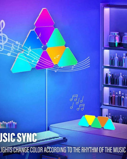 Illuminating RGB Triangle Wall Fixture with 60 Scene Modes & Music Synchronization for Enchanting Atmosphere