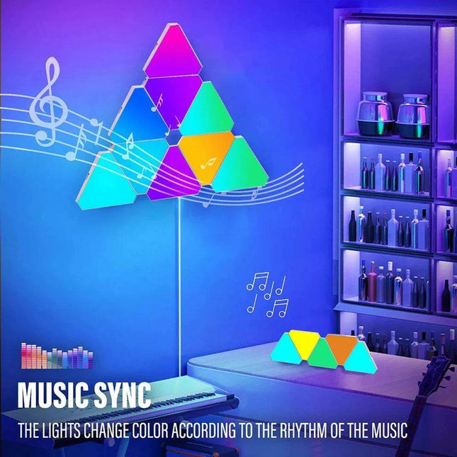 Illuminating RGB Triangle Wall Fixture with 60 Scene Modes & Music Synchronization for Enchanting Atmosphere