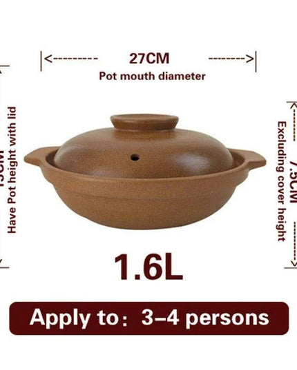 Traditional Unglazed Chinese Clay Casserole - Authentic Stew Pot for Gas Stove Cooking