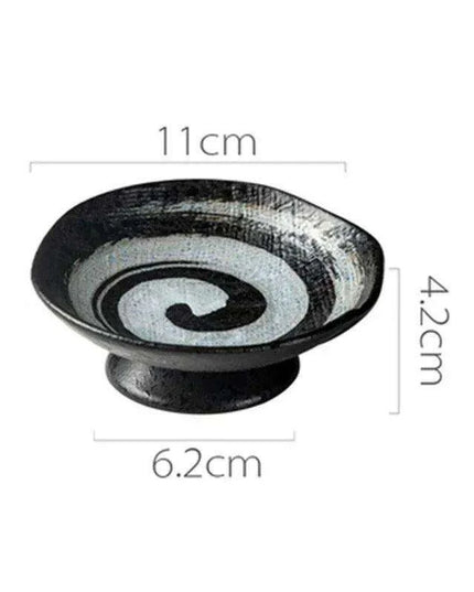 Sophisticated Japanese Ceramic Snack Plate Collection with Unique Elevated Saucer
