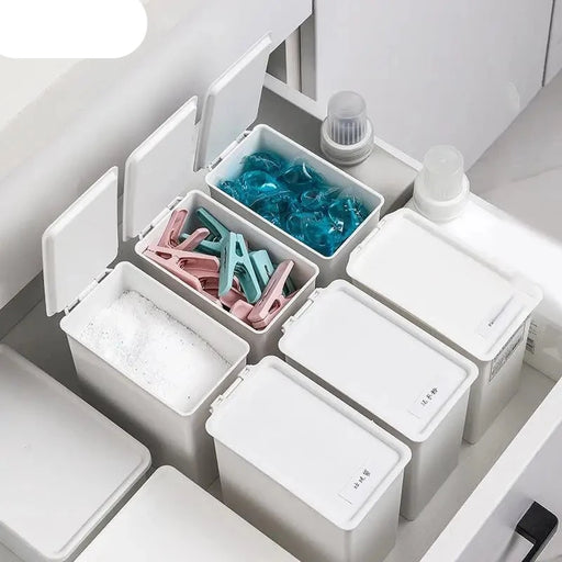 Laundry Storage Box with Flip Lid for Scent Boosters and Clothespins Organization