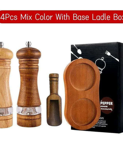 Vintage Handcrafted Wooden Spice Mill Set - 6-Inch Gourmet Salt and Pepper Grinders
