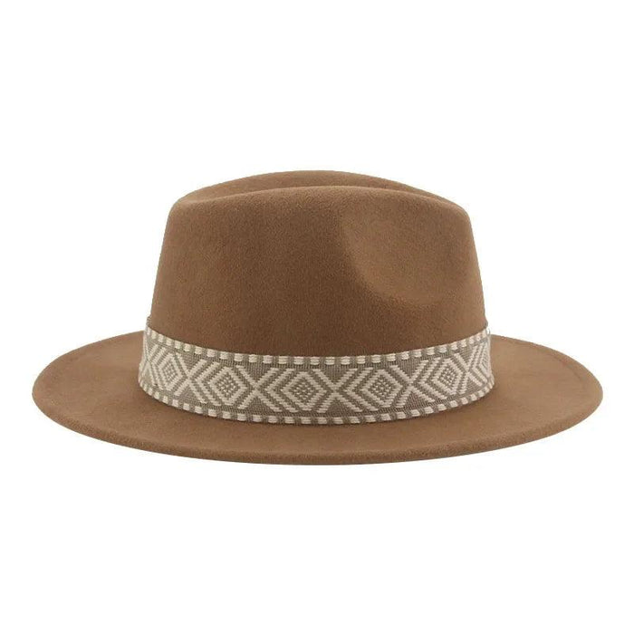 Versatile Unisex Panama Cowboy Hat - Wide Brim Fedora in Classic Camel, Black, and White Felt Options