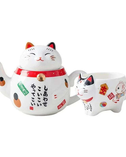 Delightful Maneki Neko Ceramic Tea Set for Enchanting Gatherings