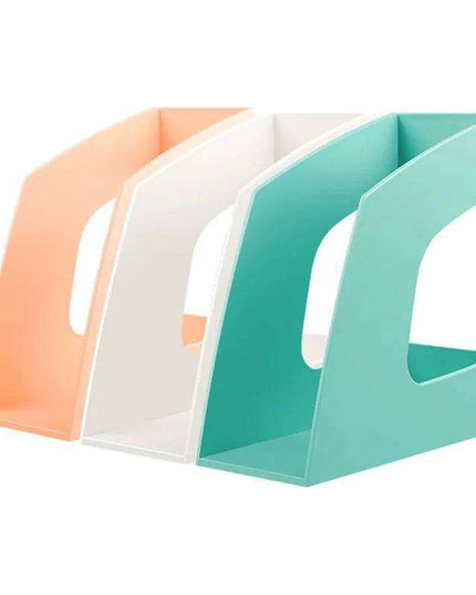 Sleek Plastic Desktop Book Organizer - Versatile Document and Magazine Storage Solution for School and Office