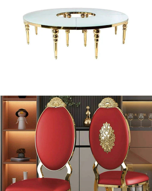 Elegant Stainless Steel Half Moon S-Shape MDF Event Table