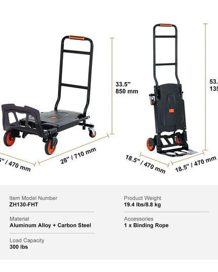 Versatile Heavy-Duty Aluminum Folding Dolly Cart - Ultimate Transport Solution for Industrial and Retail Use
