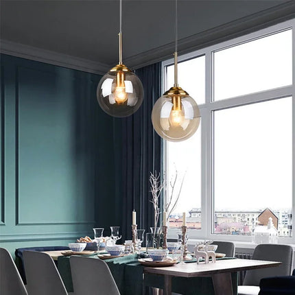 Glass Pendant Lamp — Amber, Smoke Gray & Clear, E27, 1 or 3 Light