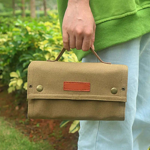 Spice Bottle Organizer Bag with Canvas Material for Outdoor BBQ and Camping