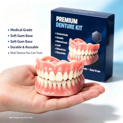 Moldable Silicone Denture Set with Toothbrush & Toothpaste