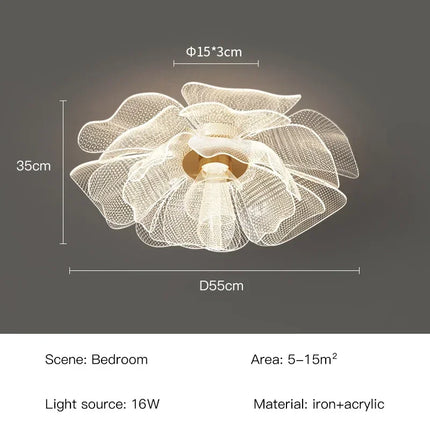 Luxurious LED Flower Ceiling Light — Acrylic, Gold Finish
