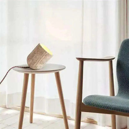 Elegant Yellow Travertine Stone LED Table Lamp for Contemporary Home Aesthetics