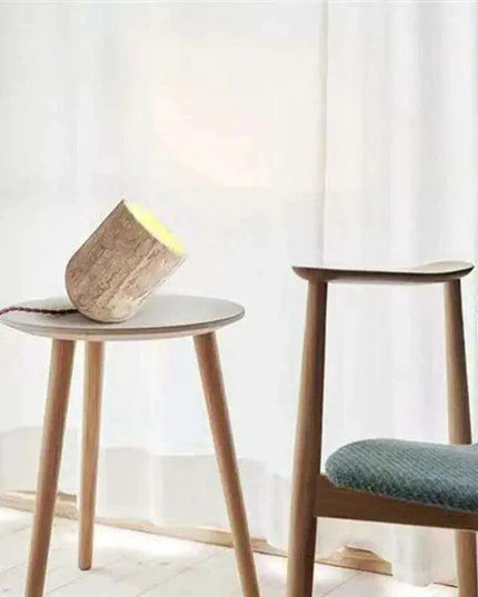 Elegant Yellow Travertine Stone LED Table Lamp for Contemporary Home Aesthetics