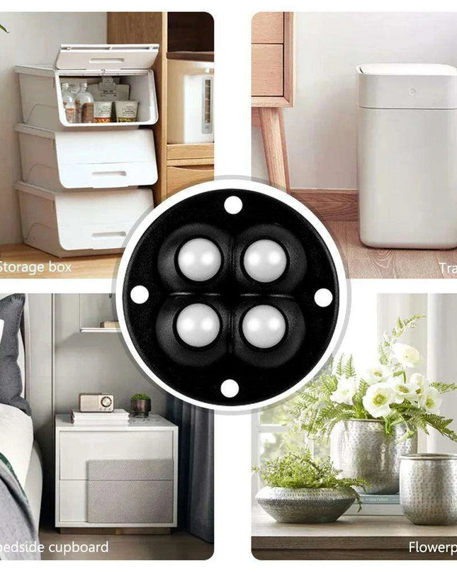 Self-Adhesive 360° Rotating Mini Caster Wheels - 4/8 Pack Universal Mobility Solution for Easy Movement of Trash Bins and Storage Boxes