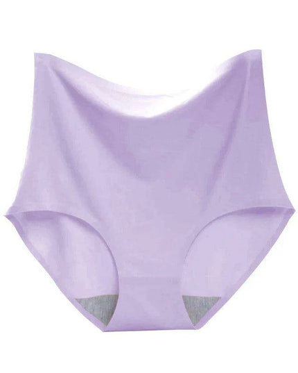 Chic Plus Size High Waist Ice Silk Seamless Briefs for Women - Shaping Underwear with Abdomen and Hip Enhancing Features