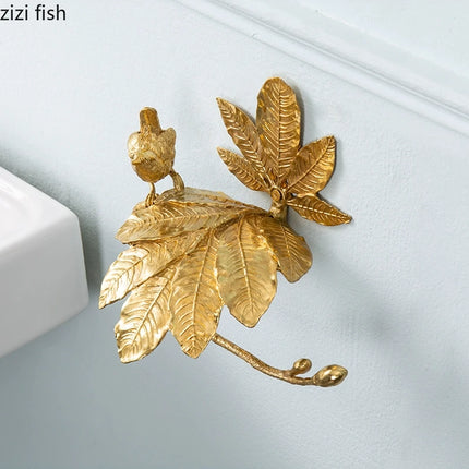 Copper Leaf Wall-Mounted Tissue & Napkin Holder