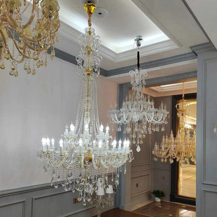 Stunning K9 Crystal Chandelier for Opulent Staircases and Lobbies - Options for 12, 15, 18, and 24 Lights