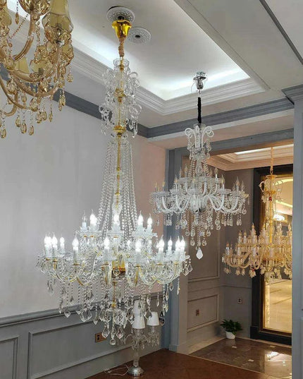 Stunning K9 Crystal Chandelier for Opulent Staircases and Lobbies - Options for 12, 15, 18, and 24 Lights
