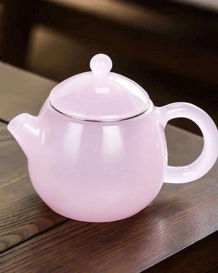 Dragon Egg Inspired Green Jade Glass Tea Infuser Pot - Elegant Petite Teapot for Brewing Green Tea