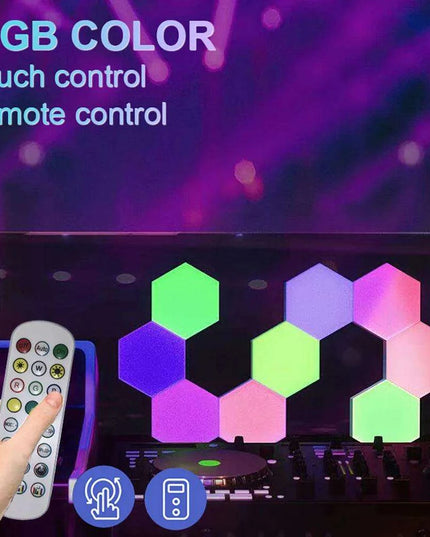Hexagon RGB Ambient Light Display Kit with Bluetooth Music Sync and Customizable Designs - Ideal for Gaming and Home Decor