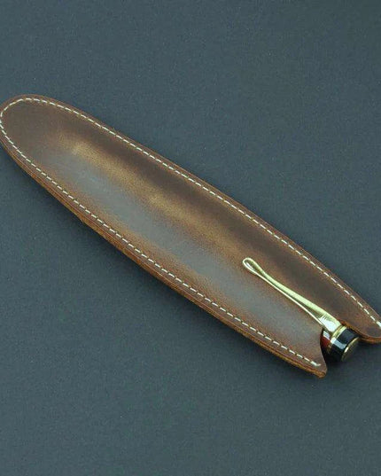 Elegant Cowhide Leather Zippered Pen Organizer for a Classy Workspace
