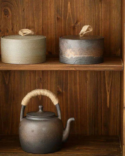 Charming Retro Ceramic Tea Pot for Perfect Snack and Tea Storage