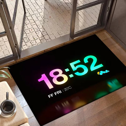 Digital Clock & Temperature Floor Mat — Flannel, Non-Slip