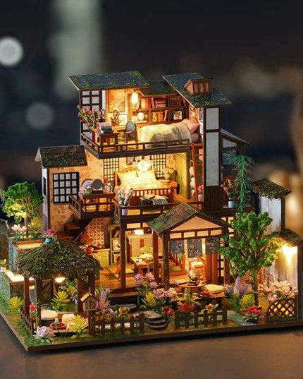 Bamboo Courtyard DIY 3D Miniature Dollhouse Assembly Kit - Unfinished Wooden Puzzle for Unique Home Decor and Gifting