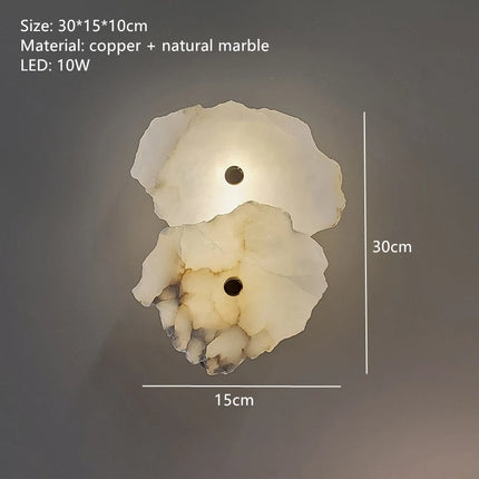 Natural Marble LED Wall Lamp — Copper Luxury Sconce, 1–9 Marble Shades