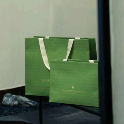 Luxurious Gold Foil Stamped Green Matte Gift Bags - Pack of 500