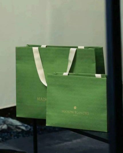 Luxurious Gold Foil Stamped Green Matte Gift Bags - Pack of 500