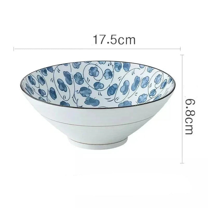 Elegant Horn-Shaped Japanese Ceramic Bowl for Ramen and Soups - 8 Inch