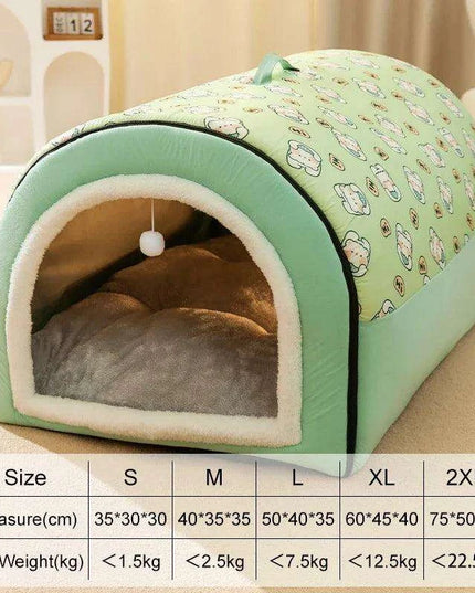 Winter Cozy Cave Bed for Pets - Snuggle Spot for Cats and Dogs