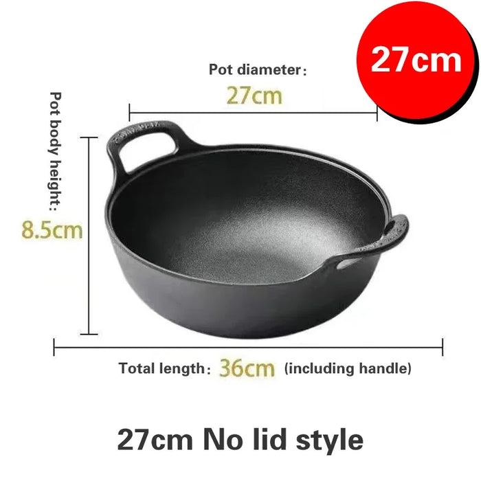 Authentic Traditional Japanese and Chinese Style Cast Iron Pot for Frying, Stewing, and Induction Cooking