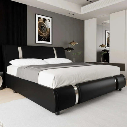 Modern Adjustable Curved Headboard Stainless Steel Bed Frame