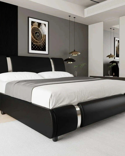 Modern Adjustable Curved Headboard Stainless Steel Bed Frame