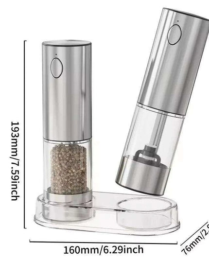 Automatic Rechargeable Salt and Pepper Grinder Duo with Adjustable Coarseness and Built-in LED Light