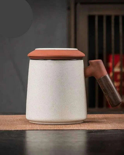 Sophisticated Purple Clay Travel Tea Mug Set with Infuser and Lid - 400ml for Office and Leisure