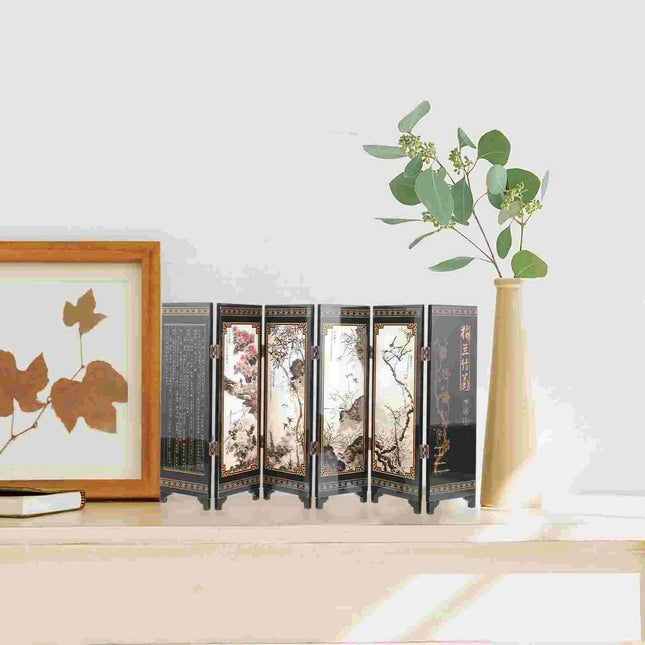 Elegant Vintage Chinese Mini Folding Room Divider for Home Décor