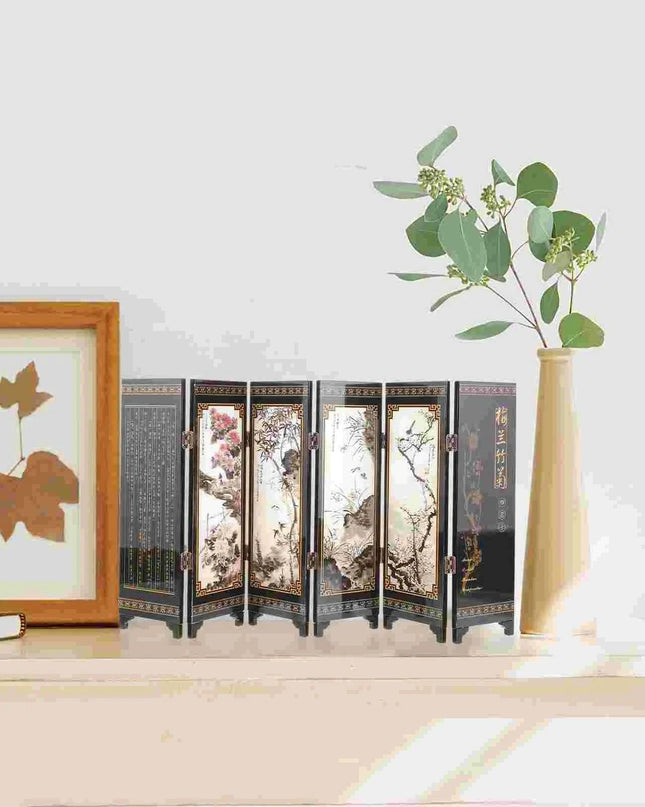 Elegant Vintage Chinese Mini Folding Room Divider for Home Décor