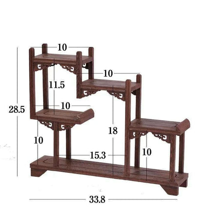 Handcrafted Wooden Display Stand for the Traditional Kung Fu Tea Ceremony