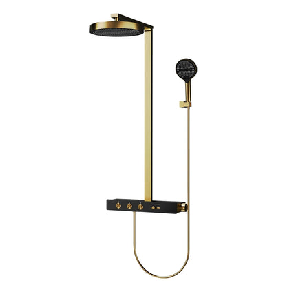 VGX Luxury Concealed Shower System Set with Brass Rainfall Head & Gold