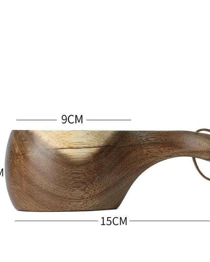 Rustic Acacia Wood Outdoor Mug - Elegant Camping Coffee & Milk Cup with Practical Rope Handle