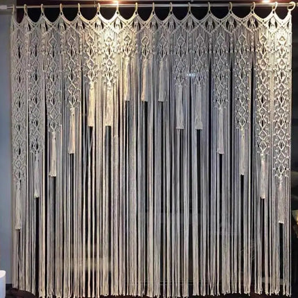 Hand-Woven Macrame Cotton Door Curtain & Wall Tapestry – Boho Wedding Backdrop
