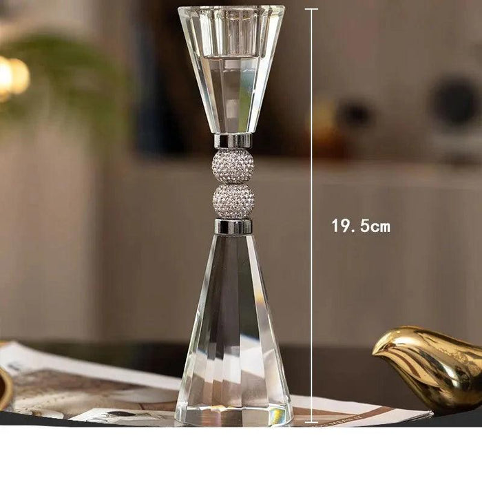 Golden Crystal Lotus Candlestick Holder - Wedding Table Decoration Candelabrum with Crystal Flowers