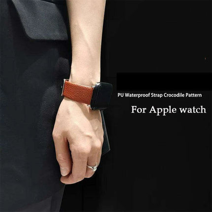 Crimson Glitter Leather Apple Watch Band - Luxe Sparkle Strap